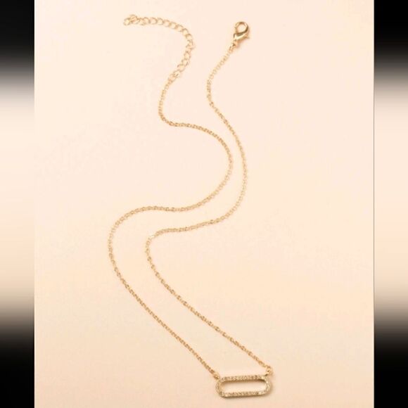 3 for 26 - Gold Rhinestone Oval Necklace - Picture 2 of 4